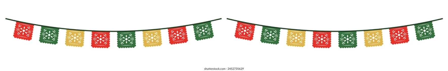 Mexican Papel Picado design. Viva Mexico Independence Celebration. eps 10