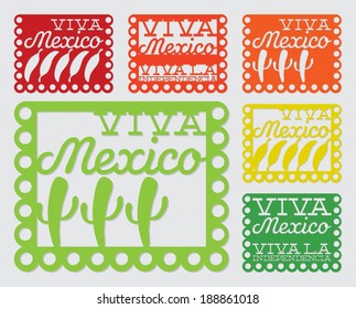 Mexican 'papel picado' (Paper flag decoration) set in vector format.