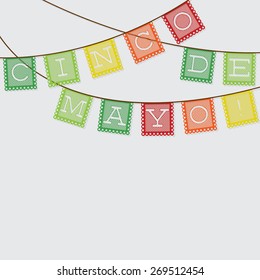 Mexican 'papel picado' (Paper flag decoration) card in vector format.