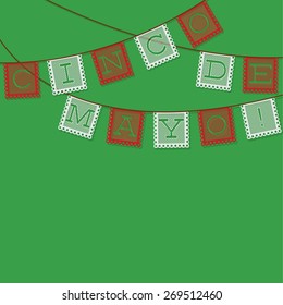 Mexican 'papel picado' (Paper flag decoration) card in vector format.