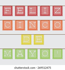 Mexican 'papel picado' (Paper flag decoration) 'Cinco de Mayo' set in vector format.