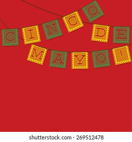 Mexican 'papel picado' (Paper flag decoration) card in vector format.