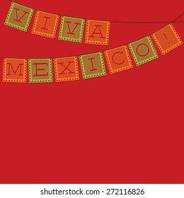 Mexican 'papel picado' (Paper flag decoration) card in vector format.