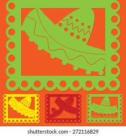 Mexican 'papel picado' (Paper flag decoration) set in vector format.