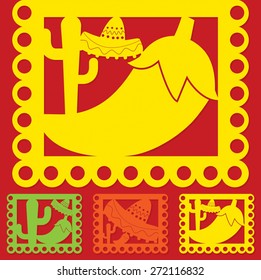 Mexican 'papel picado' (Paper flag decoration) set in vector format.