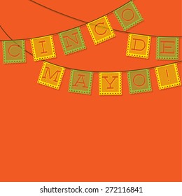 Mexican 'papel picado' (Paper flag decoration) card in vector format.