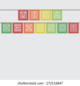 Mexican 'papel picado' (Paper flag decoration) card in vector format.