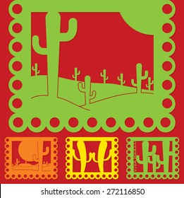 Mexican 'papel picado' (Paper flag decoration) set in vector format.