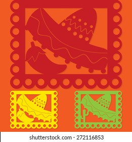 Mexican 'papel picado' (Paper flag decoration) set in vector format.