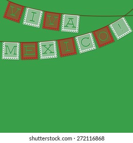 Mexican 'papel picado' (Paper flag decoration) card in vector format.