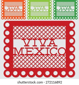 Mexican 'papel picado' (Paper flag decoration) set in vector format.