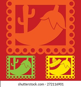 Mexican 'papel picado' (Paper flag decoration) set in vector format.