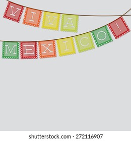 Mexican 'papel picado' (Paper flag decoration) card in vector format.