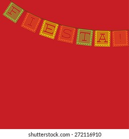 Mexican 'papel picado' (Paper flag decoration) card in vector format.