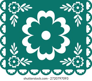 Plantilla de Vector de papel picado mexicano. Ilustración vectorial aislada.