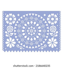 mexikanisches Papel Picado Vektordesign mit Mandala und Blumen, Partygartendekoration mit Schnittmuster.   
Traditionelle Party-Banner aus Mexiko, florale Dekoration Retro-Stil
  
  