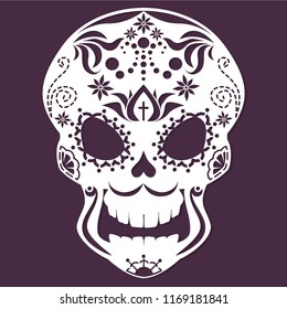 Mexican paper decorations filigree skull silhouette for the Day of the dead, dia de los muertos