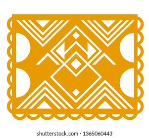 Mexican paper decorations - Paper Picado vector design, traditional fiesta banner inspired by garlands in Mexico Cut out template with flowers and leaves