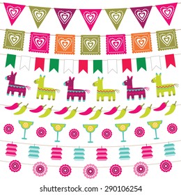 Mexican Party Bunting Flags Set