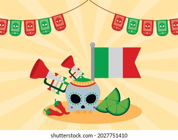 mexican party celebration traditional icons