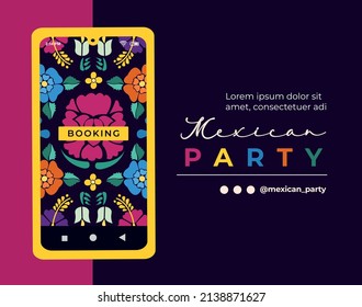 Mexican party digital invitation or landing page design.