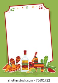 mexican party frame in red and green ready for text