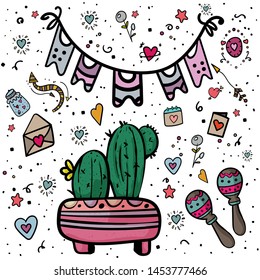 Mexican Party. Mexican traditional holiday. Cinco de Mayo Mexican traditional fiesta and Mexico holiday. - Vector. Vector illustration