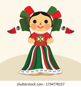 Mexican Patriotic Ragdoll City Vector Illustration Stock Vector ...