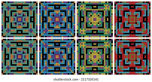 Mexican pattern - Elements formed by colored dots