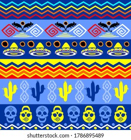Mexican pattern. Geometric zigzag color pattern background.
