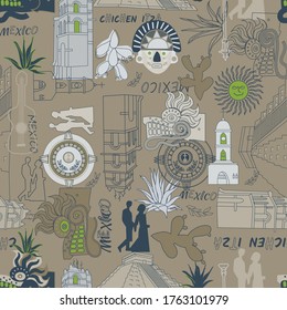 Mexican pattern seamless design. Decoration textile and paper series
