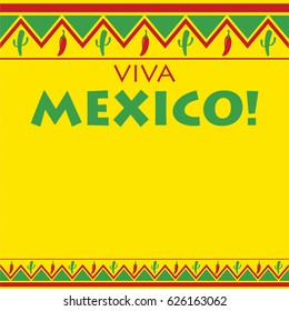 Mexican pattern Viva Mexico card in vector format.