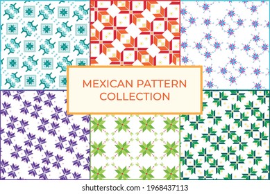 Mexican patterns collection. Ethnic ornaments, abstract pattern. Design for fabric, wrapping, packing, texture, motifs ethnic patterns