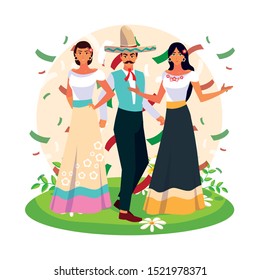 Mexican people design, Mexico culture tourism landmark latin and party theme Vector illustration