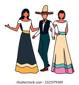 Mexican people design, Mexico culture tourism landmark latin and party theme Vector illustration