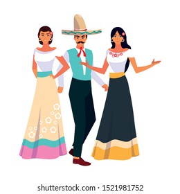 Mexican people design, Mexico culture tourism landmark latin and party theme Vector illustration