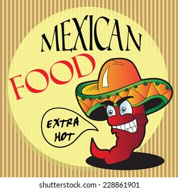 Mexican pepper cartoon character  - vector illustration