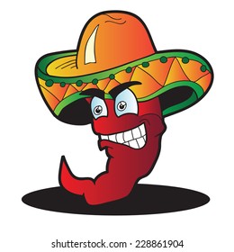 Mexican pepper cartoon character  - vector illustration