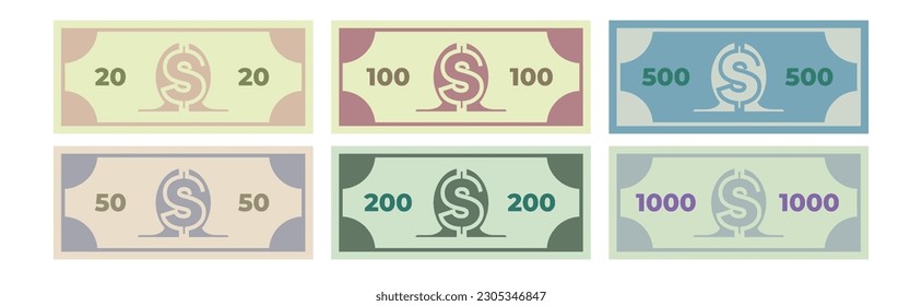 Mexican peso bills vectors. With white background