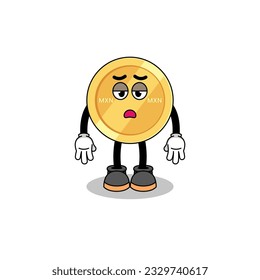 mexican peso cartoon with fatigue gesture , character design