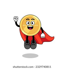 mexican peso cartoon with flying superhero , character design