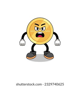 mexican peso cartoon illustration with angry expression , character design