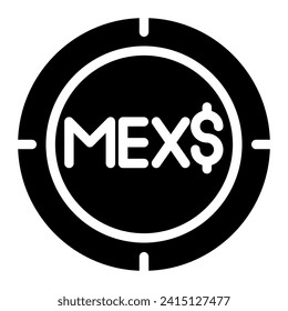 mexican peso coin icon vector graphic illustration for web, UI and App mobile design isolated on white background