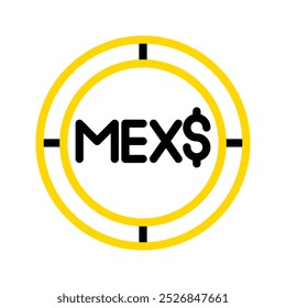 Mexican peso currency icon. financial coin symbol with modern color outline style. editable stroke illustration.