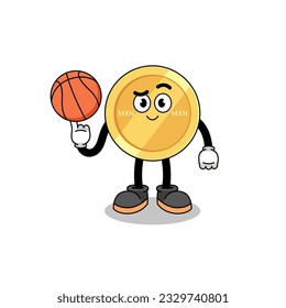 mexican peso illustration as a basketball player , character design