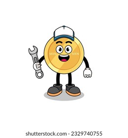 mexican peso illustration cartoon as a mechanic , character design