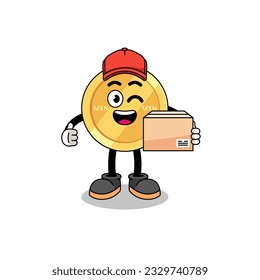 mexican peso mascot cartoon as an courier , character design