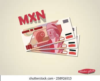 mexican peso money paper minimal vector graphic design