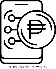 Mexican Peso Note Outline Style Icon Design