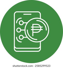 Mexican Peso Outline Circle Style Icon Design